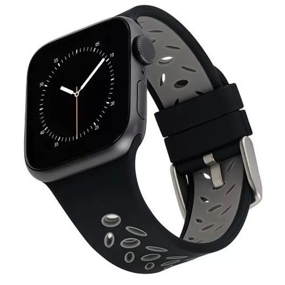 With It Sport Silicone Band Unisex 42/44/45/49mm‎ Blk/Grey Apple Watch Strap NEW